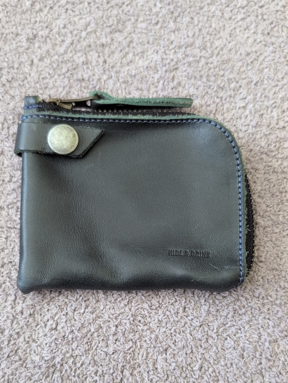 Hide & Drink Navy Leather Zip Around Wallet